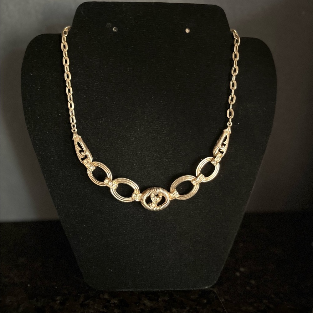 Vintage (70’s) Sarah Coventry Gold Tone Necklace with Rhinestones